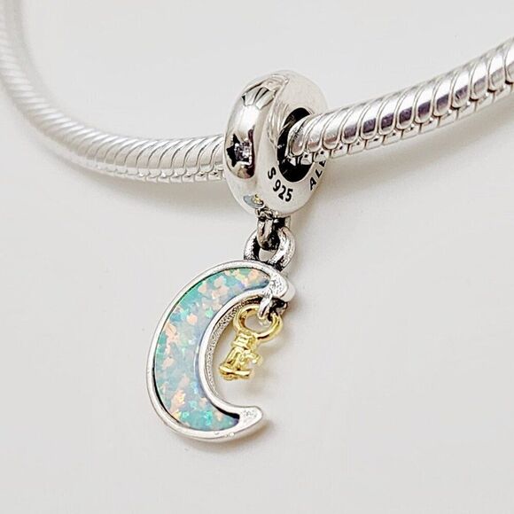 Pandora Two-Tone Key & Moon Charm - Picture 1 of 5